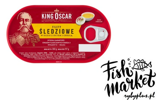 Filety śledziowe w oleju z octem i cebulą - King Oscar / 160g